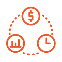 a simplified circular diagram with three entries laid out with a dotted line leading from one to the next representing the marketing mix